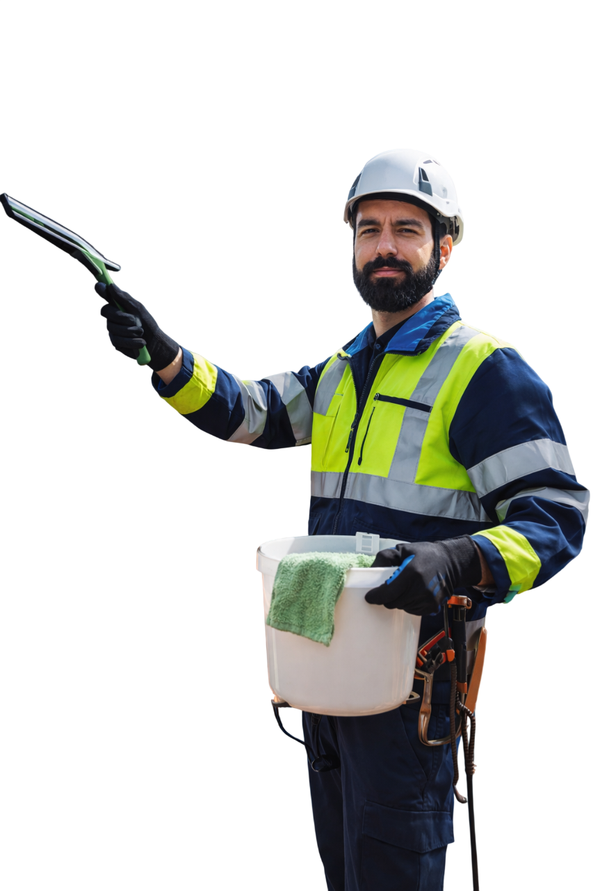 Yüksek katlı bina cam temizliği